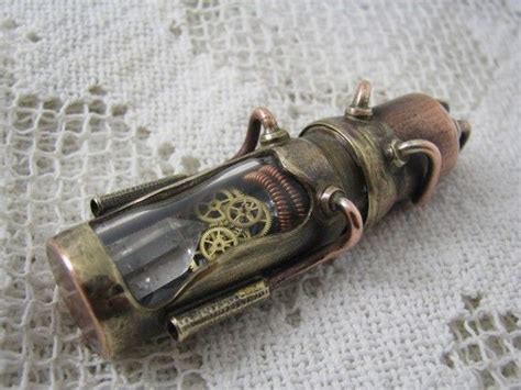 Steampunk Usb Flash Drive With Glowing Quartz Crystal And Curved Glass