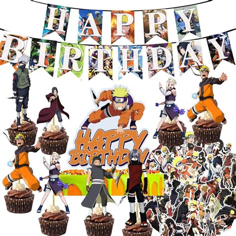 Buy Doubleme Naruto Birthday Party Supplies Theme Party Favors Decorations Banner Cake Toppers