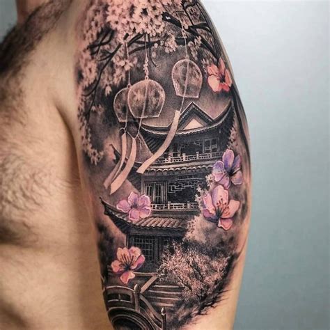 Chinese Palace X Cherry Blossoms By 💥 Carlesbonafe 💥 Japanese Sleeve