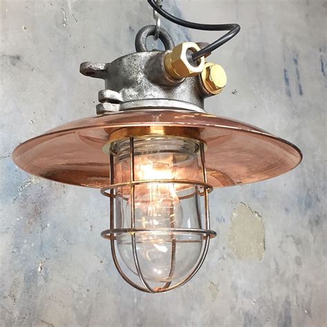 Vintage Industrial Pendant Light Cast Iron Explosion Proof Lamp Copper