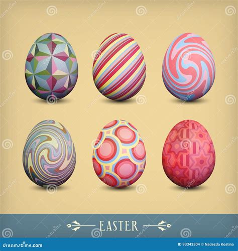 Set Of Vintage Easter Eggs Stock Vector Illustration Of Holiday 93343304