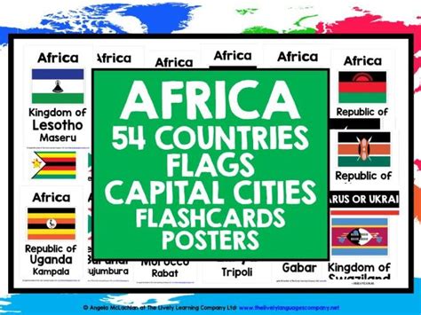Geography Classroom Display 54 Africa Countries Capital Cities Flags