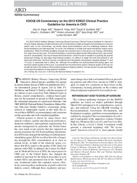 Pdf Kdoqi Us Commentary On The 2012 Kdigo Clinical Practice Guideline