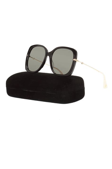 Gucci Bee Motif Sunglasses In Black Brown Black Lyst