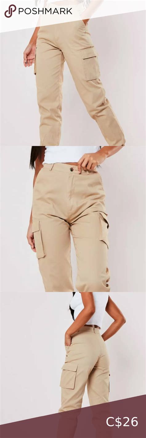 Missguided Sand Plain Cargo Pants Petite Shiny Pants Pants For