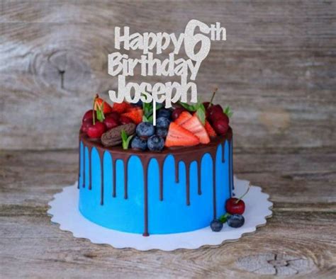 Happy 6th Birthday Cake Topper Custom Happy Birthday Topper Etsy