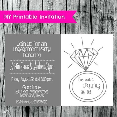 Printable Engagement Party Invitation He Put A Ring On It Multiple