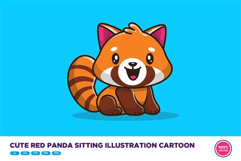 Cute Red Panda Sitting Illustration Graphic By Catalyststuff · Creative