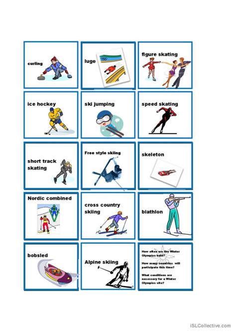 Winter Olympics Riddles Key Pictur English Esl Worksheets Pdf And Doc