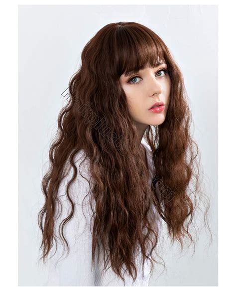 236 Long Natural Curly Crown Topper Hairpieces With Bangs Clip On