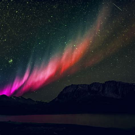 Nq53 Aurora Night Sky Mountain Space Nature Rainbow Love