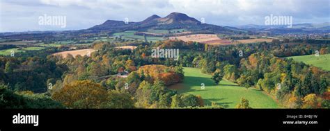 Panorama Of Scotts View Of The Tweed Valley And The Eildon Hills Near