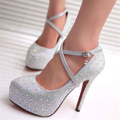Silver Prom Platform Heels