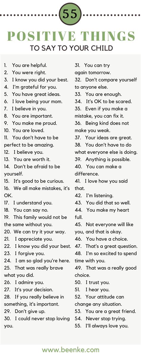 Build Confidence 55 Positive Things To Say To Your Child Beenke