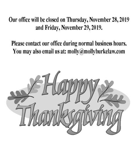 Office Closed Happy Thanksgiving Molly Burke Law Office Pllc