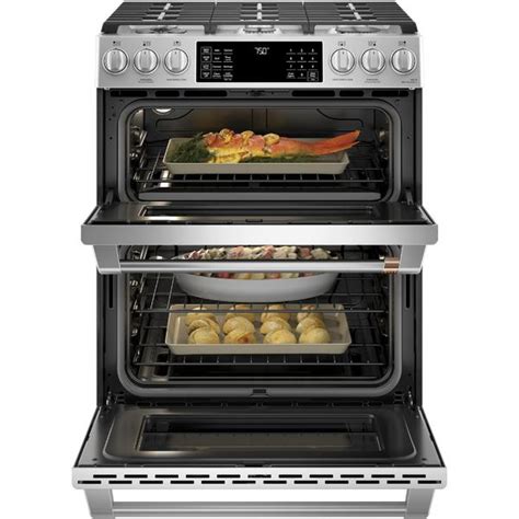 Ge Cafe Cgs750p2ms1 30 Slide In Gas Double Oven With Convection Range