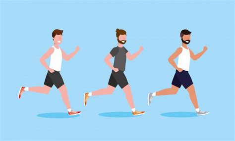 Premium Vector Set Men Practice Exercise And Running Activity