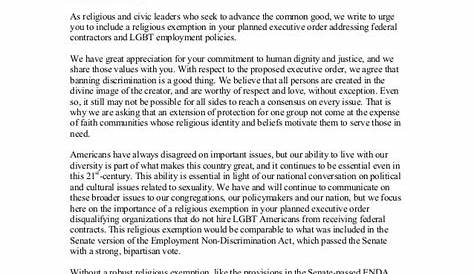 letter for a religious exemption