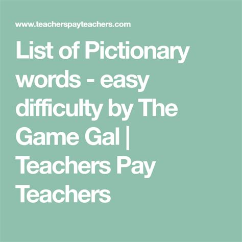 List Of Pictionary Words Easy Difficulty Pictionary