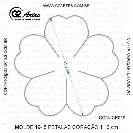 ICE Molde Pétalas Coração cm G Artes Facas corte e vinco