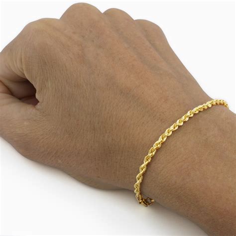 Real 14k Pure Yellow Gold Womens 25mm Diamond Cut Rope Chain Link Bracelet 7 Ebay