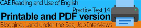 Cae Reading And Use Of English Practice Test 14 Printable
