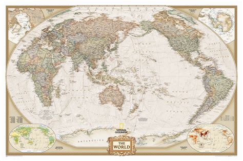 World Executive Pacific Centered Wall Map Antique World Map World Map Poster National
