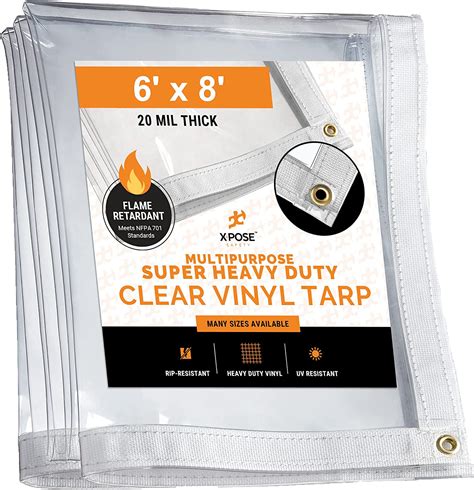 Buy 6 X 8 Clear Vinyl Tarp Fire Retardant 20 Mil Super Heavy Duty