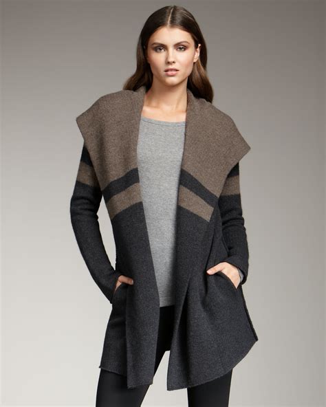 Lyst Vince Colorblock Sweater Jacket In Gray