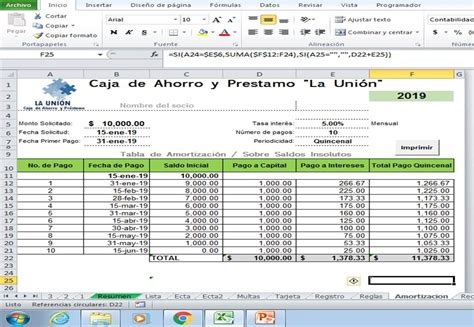 Sistema En Excel Para Administrar Caja De Ahorro Y Pr Stamo
