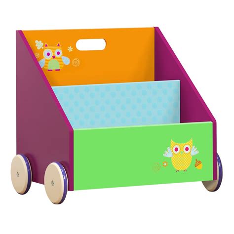 labebe Kid Bookshelf with Wheels Green Owl Wood Bookshelf for Kid 1