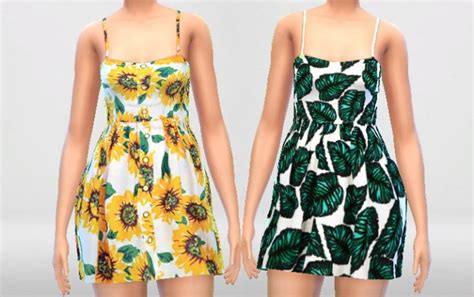 Sunflower Summer Dress Sims 4 Female Clothes