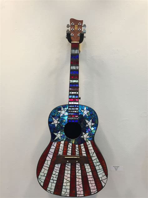 Patriotic Mosaic On An Old Guitar Guitar Artwork Stained Glass