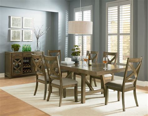 Standard Furniture Omaha 7 Piece Trestle Table Set In Grey By Dining