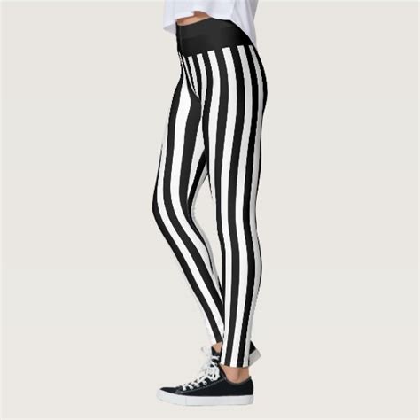 Black And White Vertical Print Stripe Gothic Zebra Leggings