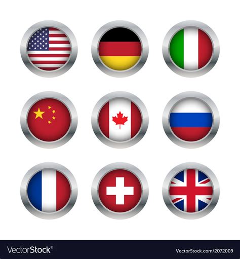 Flag Buttons Set 1 Royalty Free Vector Image Vectorstock