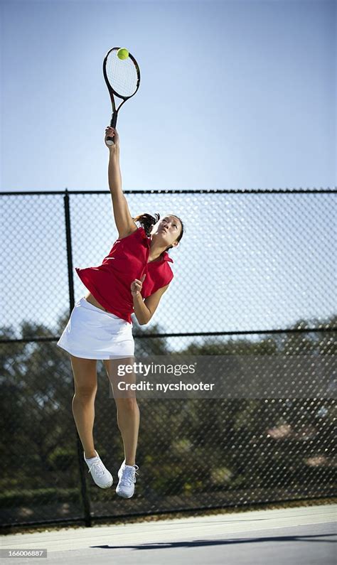 Tennis Player Serving High Res Stock Photo Getty Images