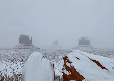 Monument Valley During A Rare Snow Storm On Nye Monument Valley Az