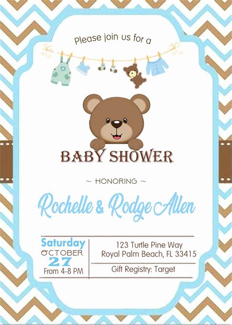 Bear Baby Shower Invitations Beautiful Teddy Bear Baby Shower Teddy