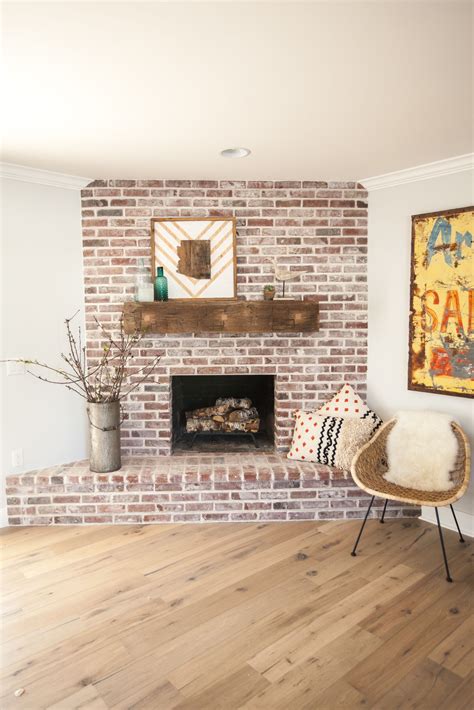 Custom Brick Fireplace With Antique White Mortar And Custom Reclaimed