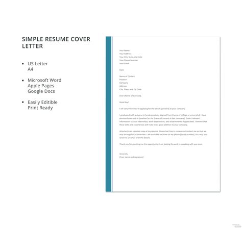Free Simple Resume Cover Letter Template In Microsoft Word Apple Pages