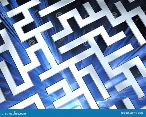 Metallic Maze Background With Blue Flame Stock Illustration