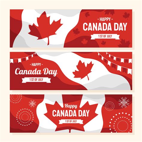 Happy Canada Day Banner Set Vector Art At Vecteezy