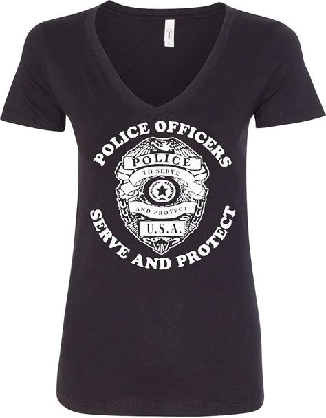 Tee Hunt Police To Serve And Protect Women S V Neck T Shirt Badge Cop Law