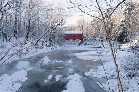 Covered Bridge Winter Scene Photograph By Lisa Allard Fine Art America