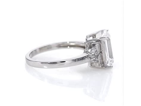 Emerald Cut Lab Created White Sapphire Composite Tri Sides Ring In