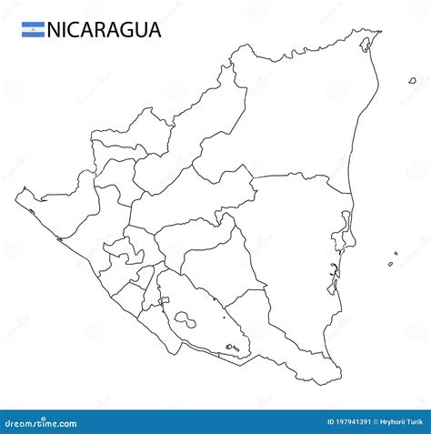 Nicaragua Map Black And White Detailed Outline Regions Of The Country