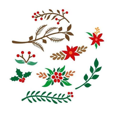 Christmas Decals Flowers Cuttable Design Svg Png Dxf And Eps Designs