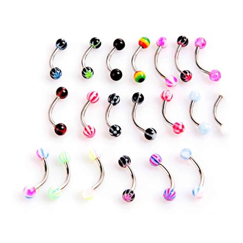 1pc 20 Color Surgical Stainless Steel Eyebrow Nose Lip Captive Bead