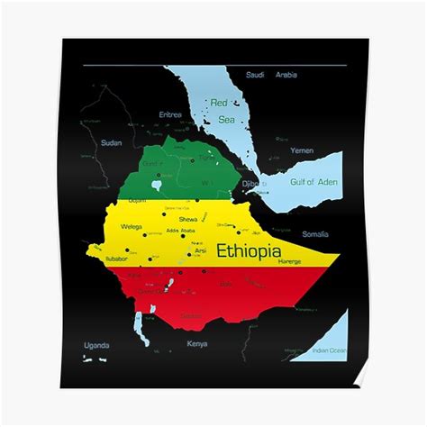 Ethiopia Map Ethiopian Habesha Flag Location And Pride Poster For Sale By Chezeva Redbubble